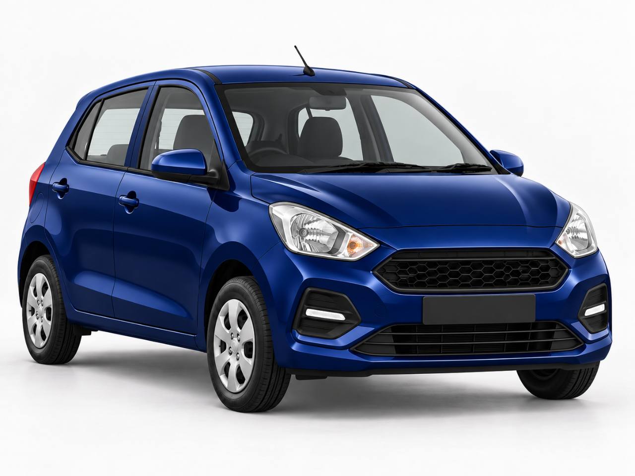 The approved shiny navy blue AMAGo Lite compact hatchback artwork